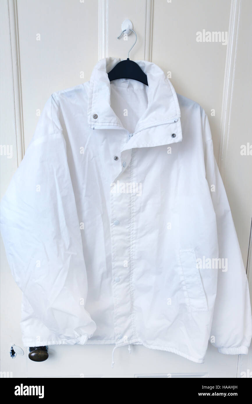 White Waterproof Bowls Jacket Stock Photo Alamy