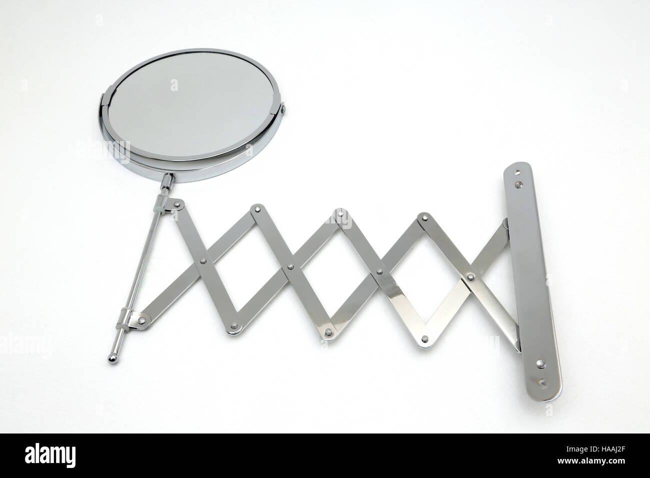 Chrome Extending Wall Mounted Shaving Mirror Stock Photo
