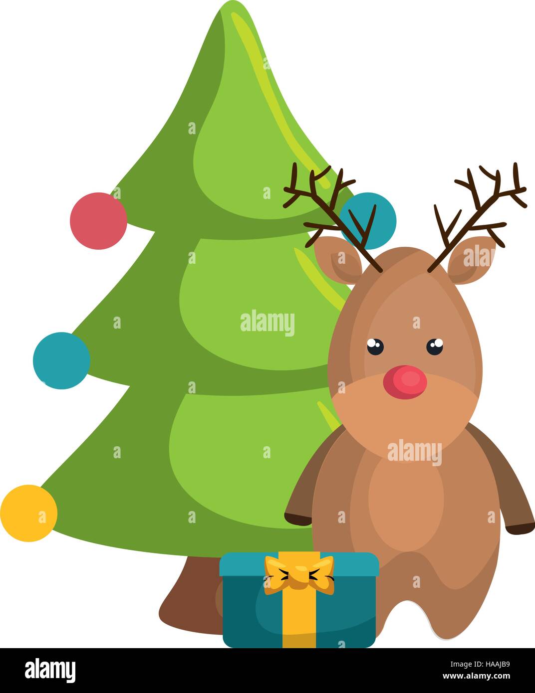 merry christmas tree celebration vector illustration design Stock ...