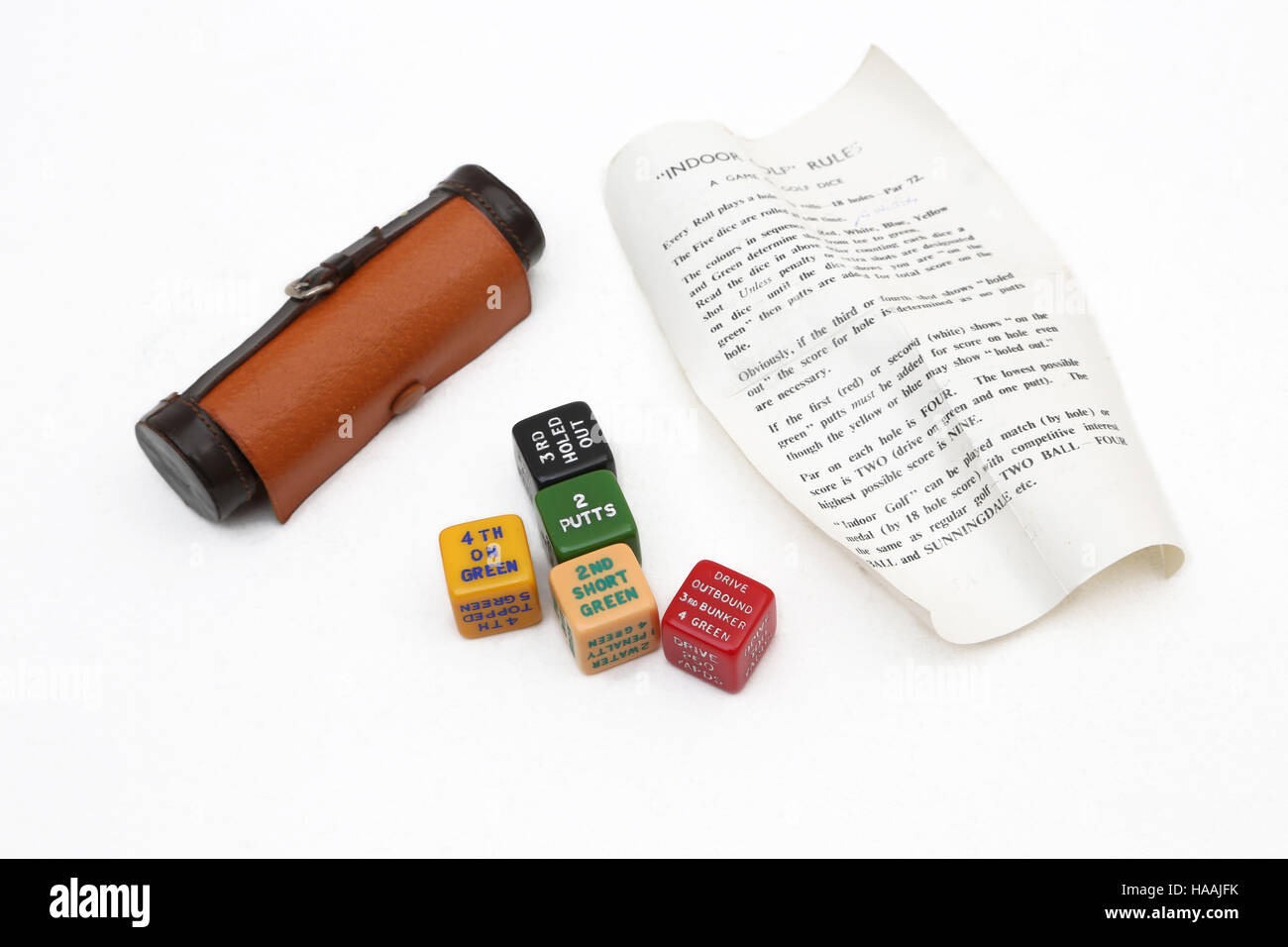 Indoor Golf Game With Die And Rules Stock Photo Alamy