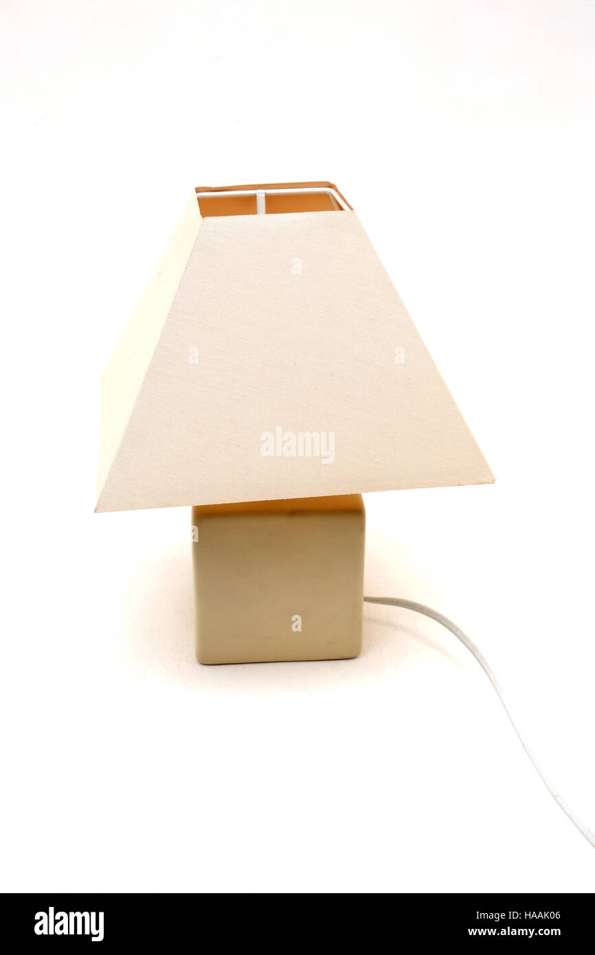 Cream Bedside Lamp With Fabric Shade Stock Photo