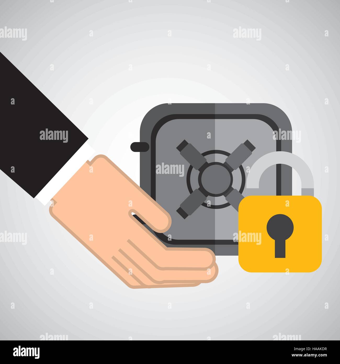 security concept hand with box safe vector illustration eps 10 Stock ...