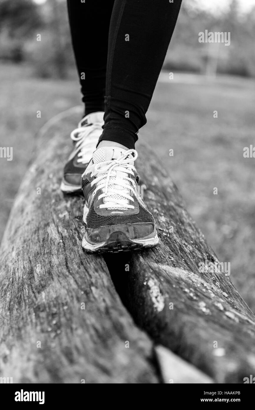 Balance training outdoor in a park Stock Photo - Alamy