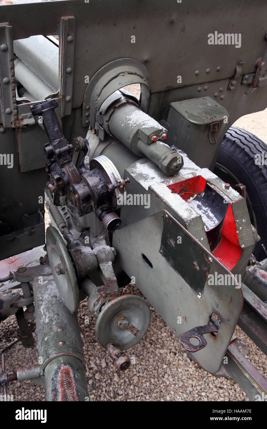 Second World War artillery. Old obsolete military weapon. Obsolete