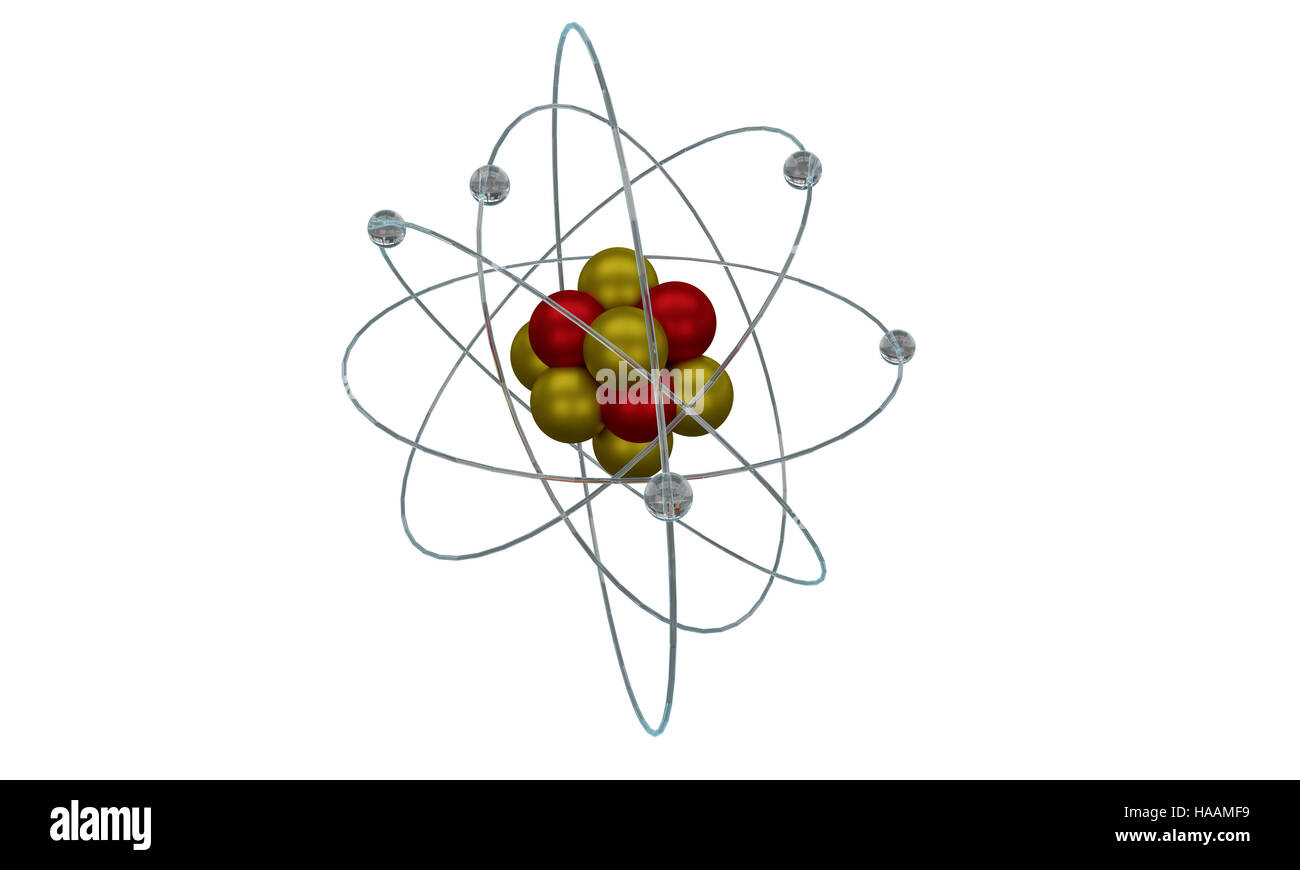 Close up illustration of atomic particle for nuclear energy imagery Stock Photo