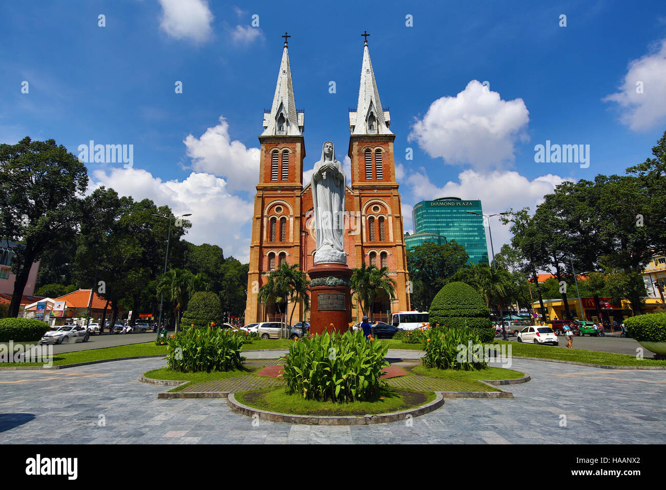Statue of the Virgin Mary at the Notre-Dame Cathedral Basilica of Saigon, Ho Chi Minh City (Saigon), Vietnam Stock Photo