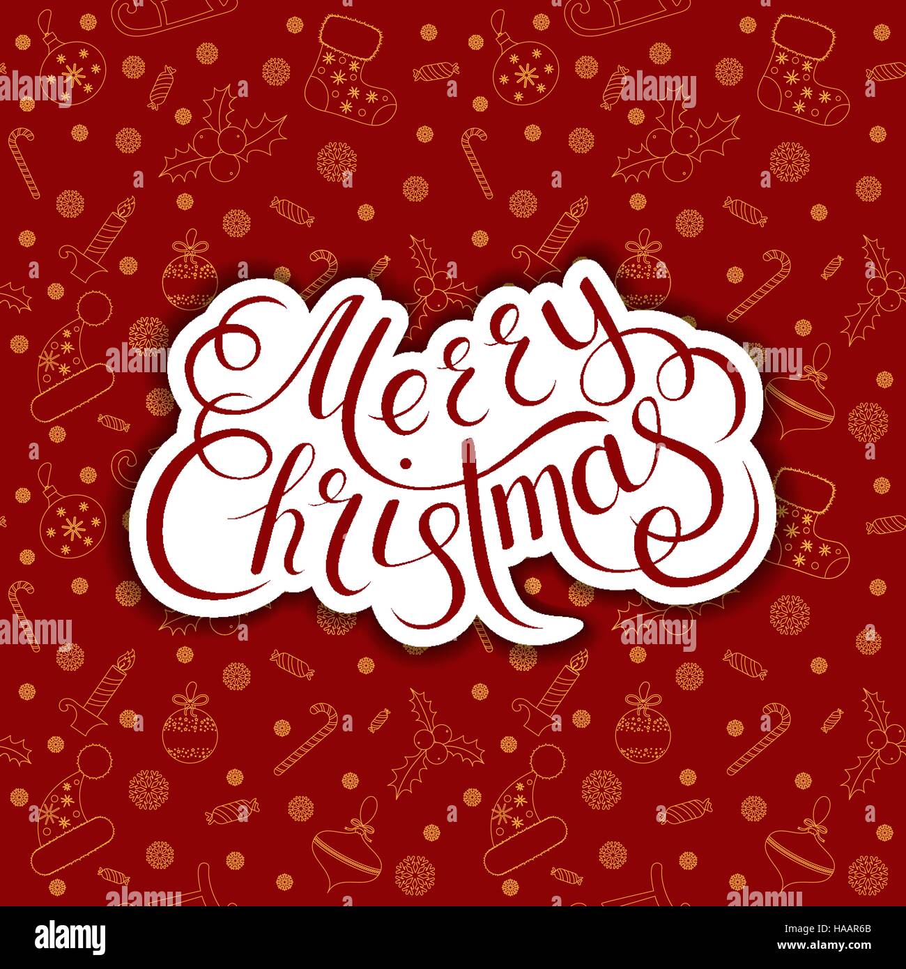 Christmas seamless pattern with balls, snowflakes, holly berry. Stock Vector
