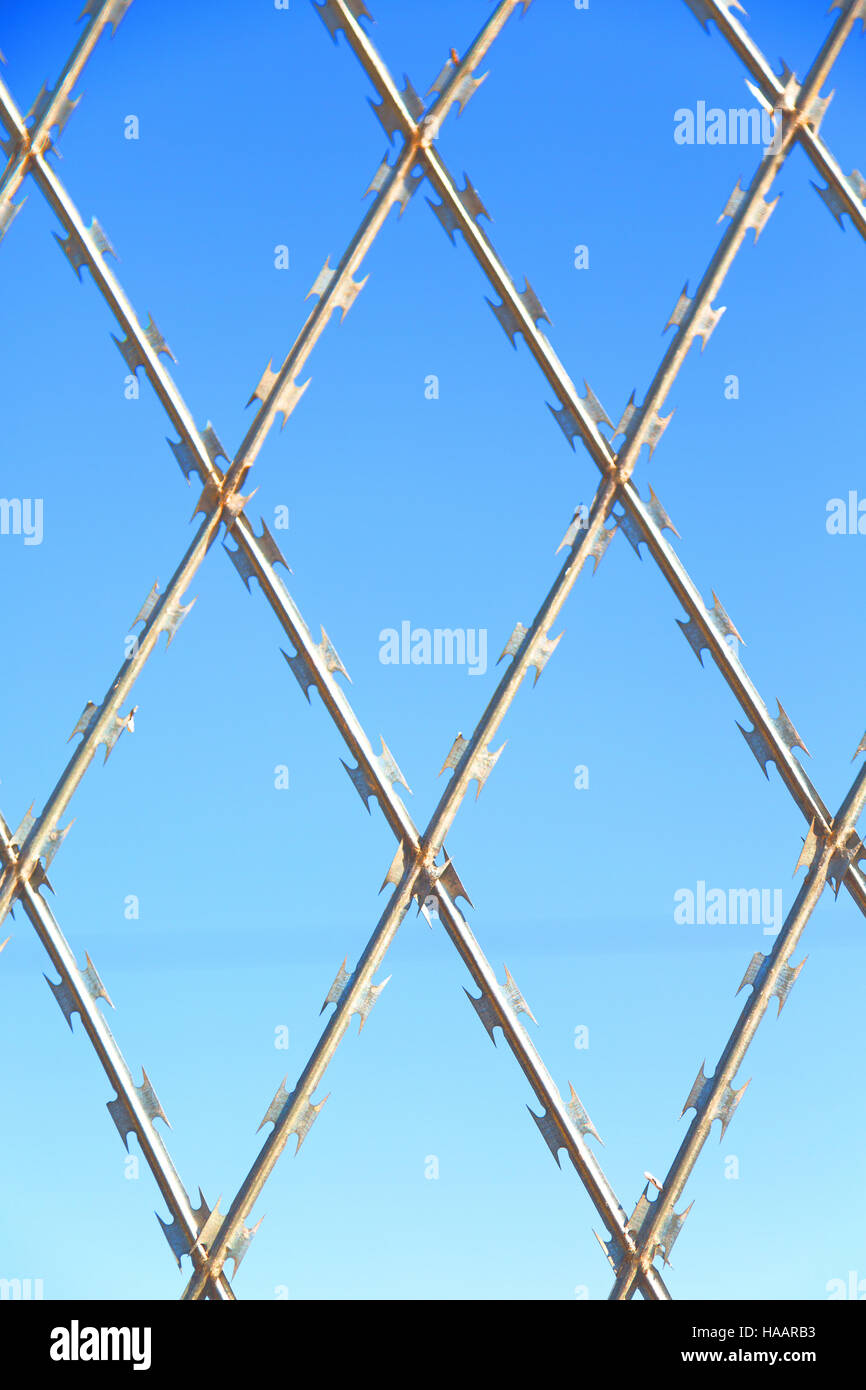 abstract razor wire in the clear sky like background texture Stock ...