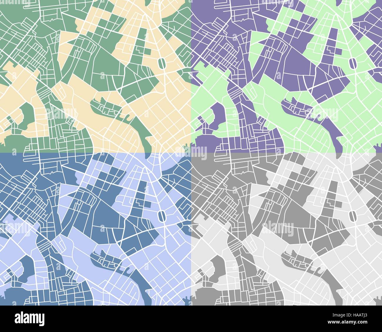 Set of city maps Stock Vector
