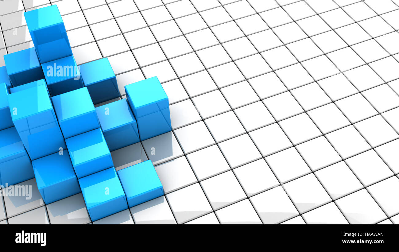 abstract 3d illustration of cubes background, blue and white color ...