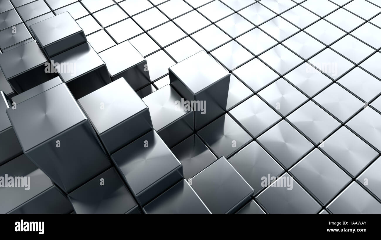 abstract 3d illustration of steel cubes background Stock Photo - Alamy