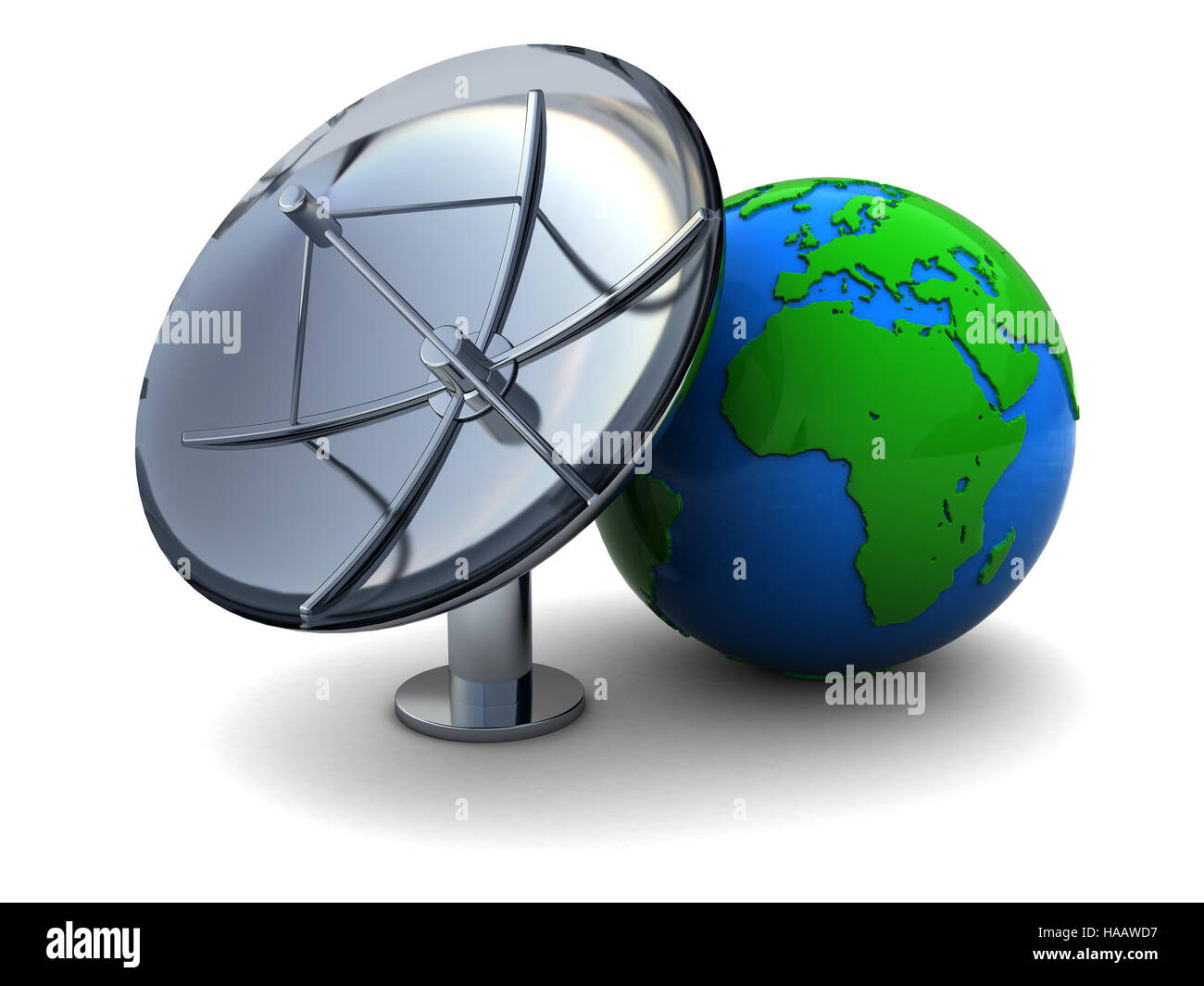 3d illustration of earth globe and radio aerial antenna Stock Photo