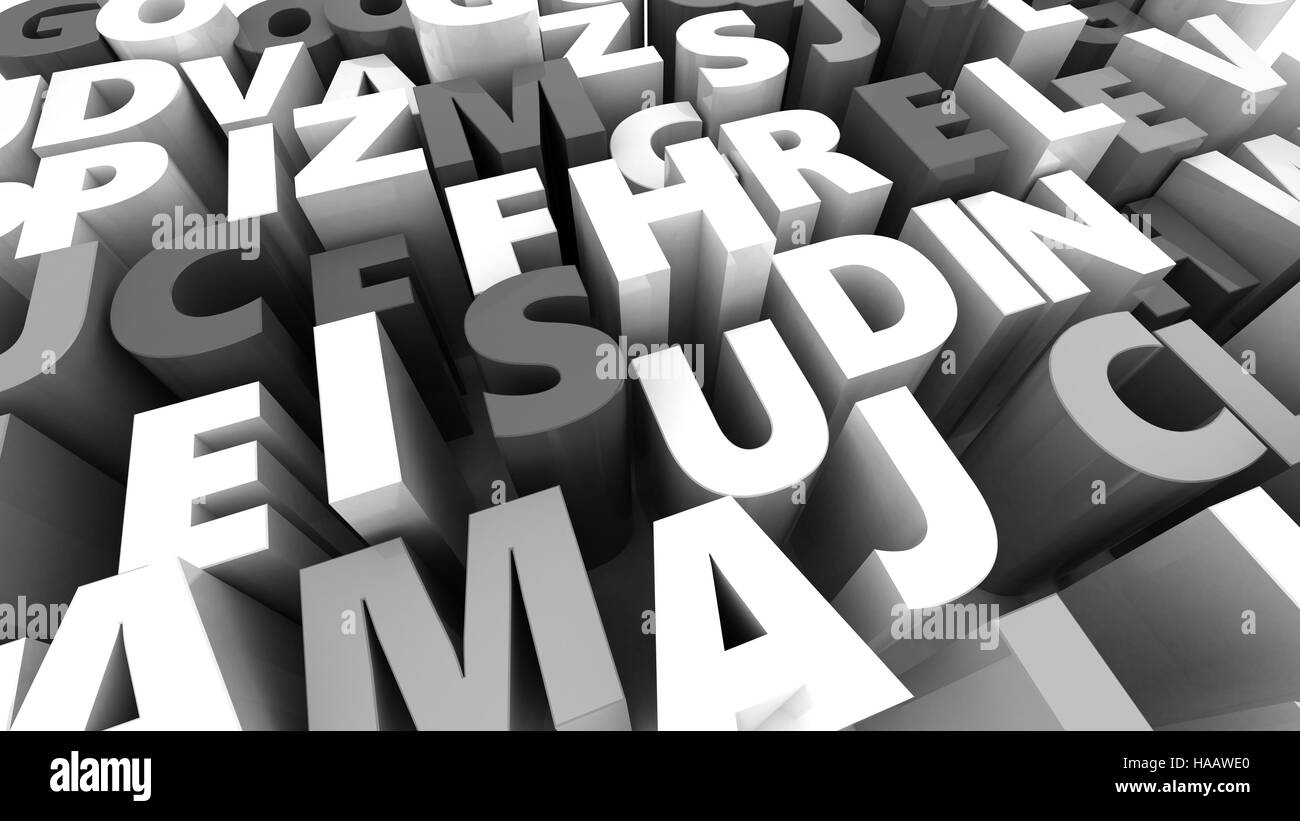 3d illustration of random letters chaos background Stock Photo