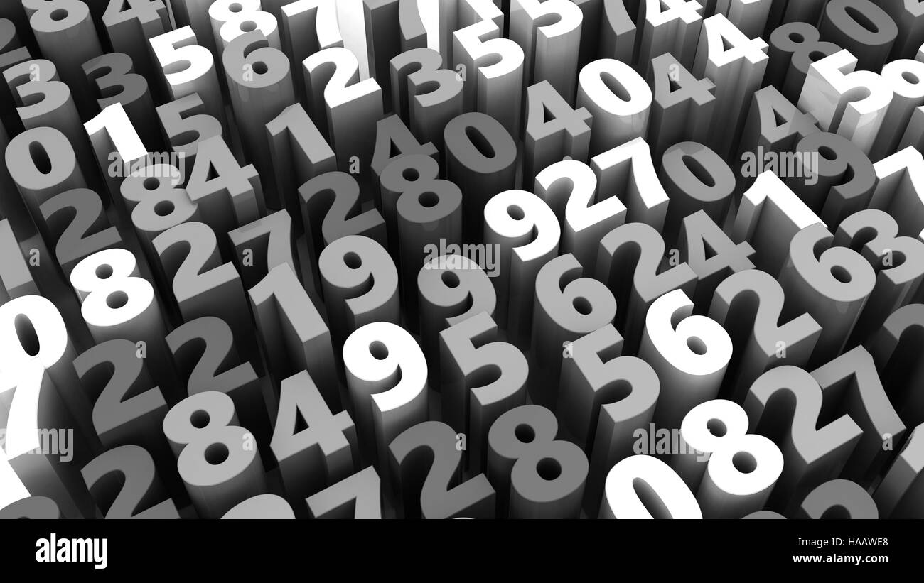 abstract 3d illustration of random numbers background Stock Photo