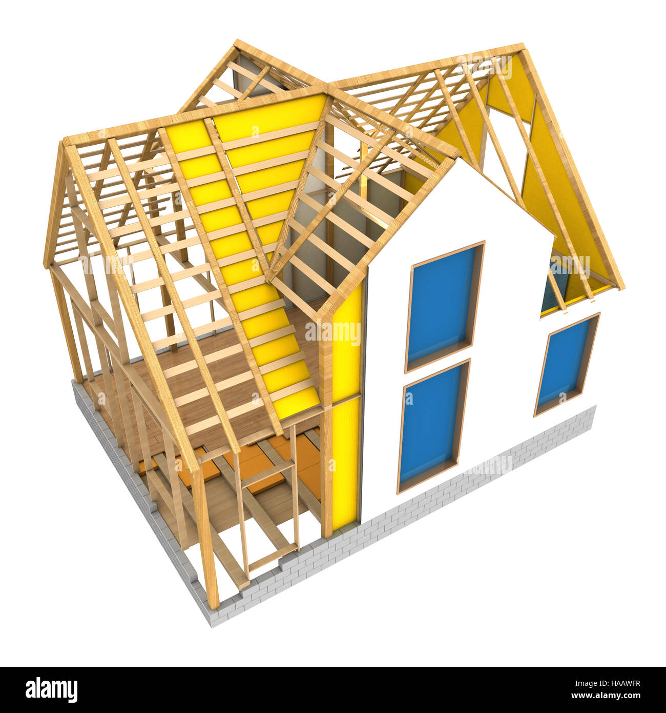 3d illustration of frame house design process Stock Photo Alamy