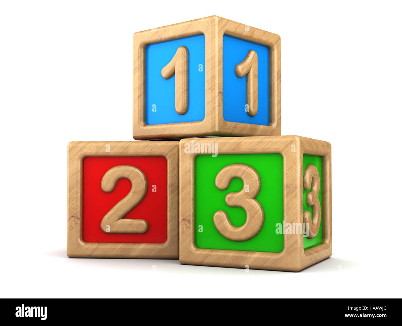 3d illustration of toy cubes with numbers signs 123 Stock Photo