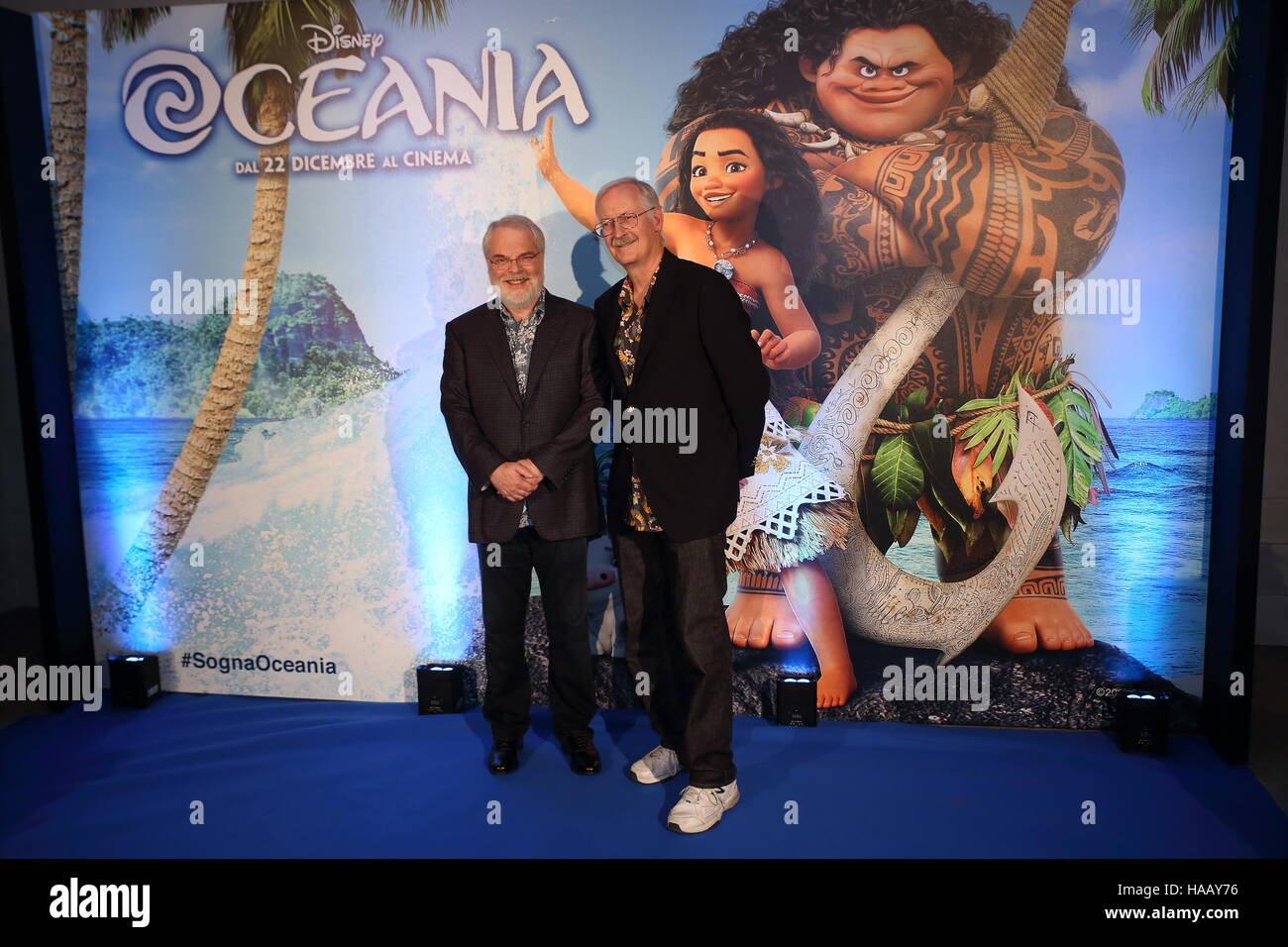 Rome, Italy. 28th Nov, 2016. Film Directors Ron Clements and John Muske during photocall of 'Oceania', new film produced by Walt Disney Animation Studios Credit:  Matteo Nardone/Pacific Press/Alamy Live News Stock Photo