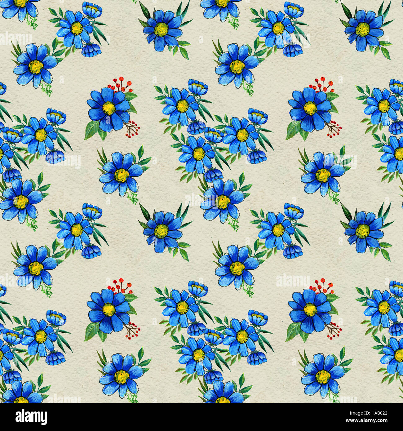 Seamless pattern with blue flowers Stock Photo - Alamy
