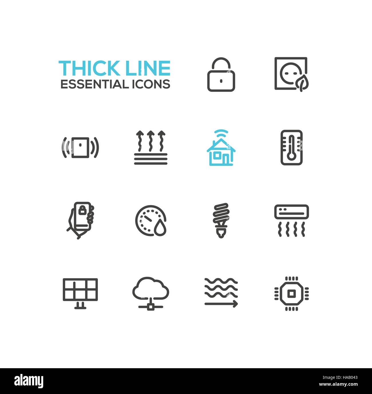 Smart House - Thick Single Line Icons Set Stock Vector Image & Art - Alamy