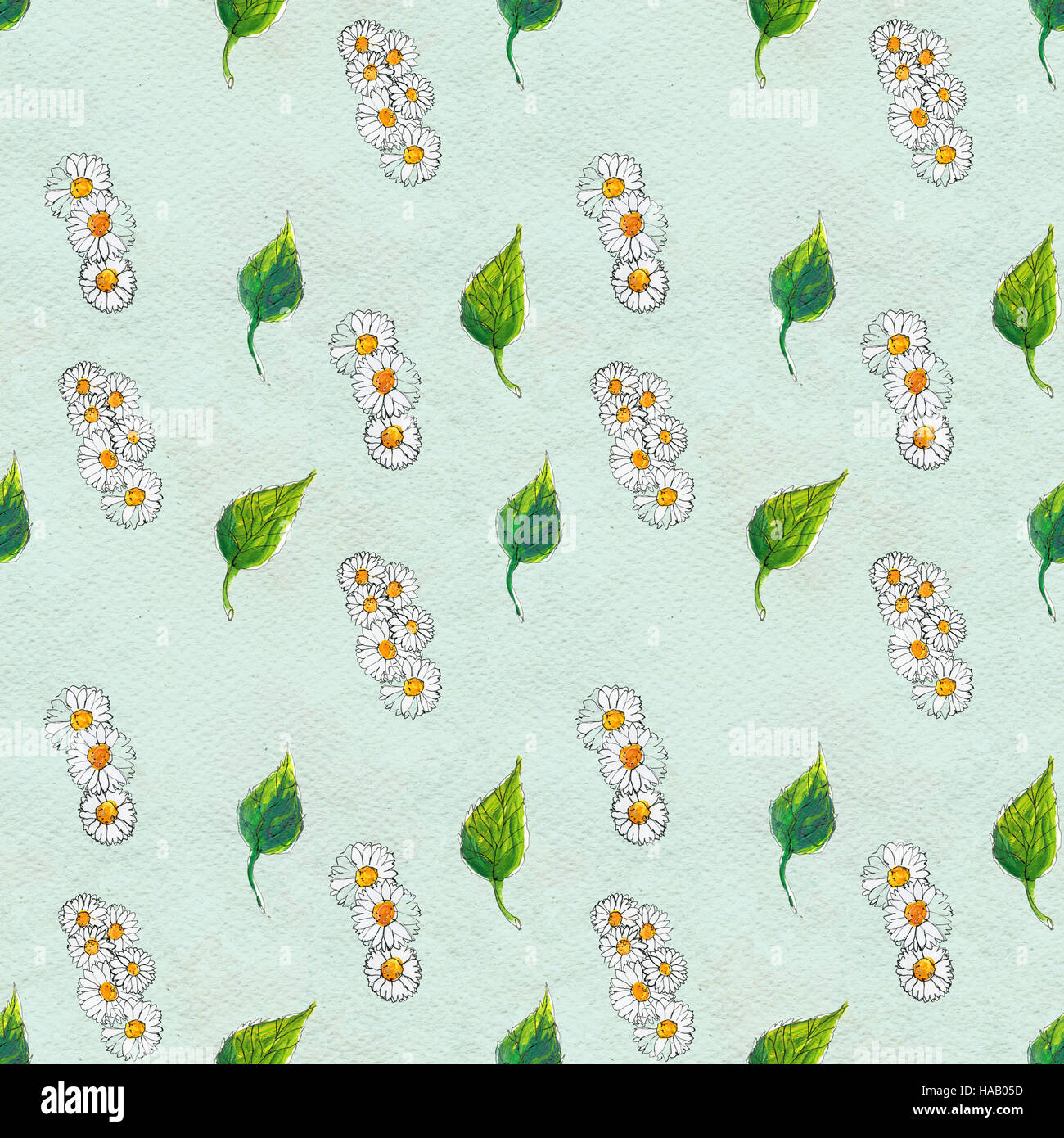 Seamless floral pattern with daisy flowers Stock Photo - Alamy
