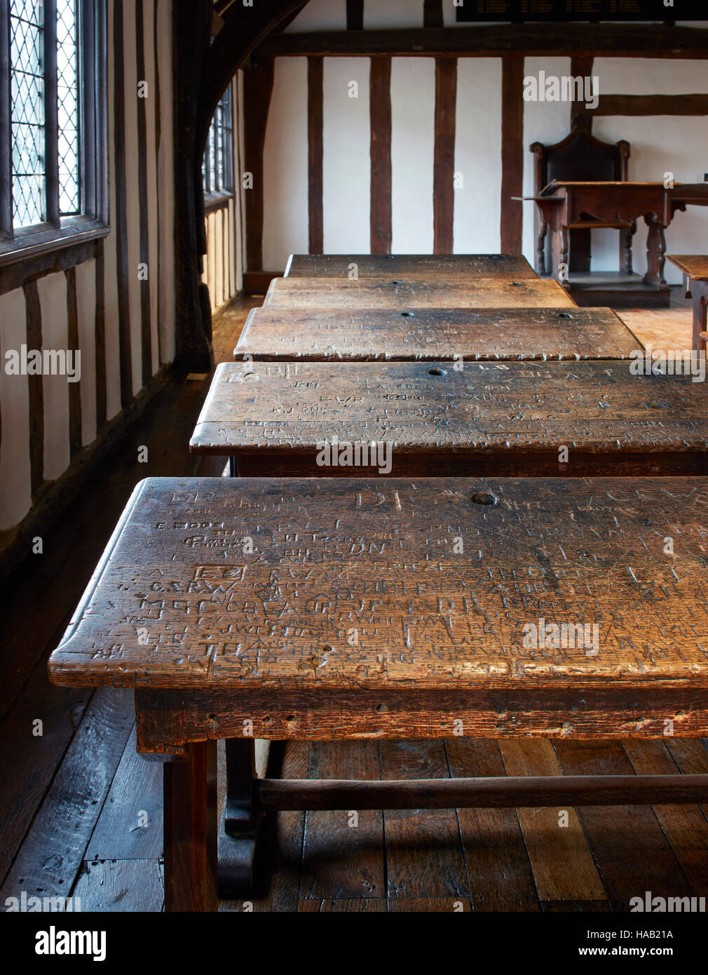 Wooden School Desk With Carved Names Shakespeare s Schoolroom wooden-school-desk-with-carved-names-shakespeare-s-schoolroom