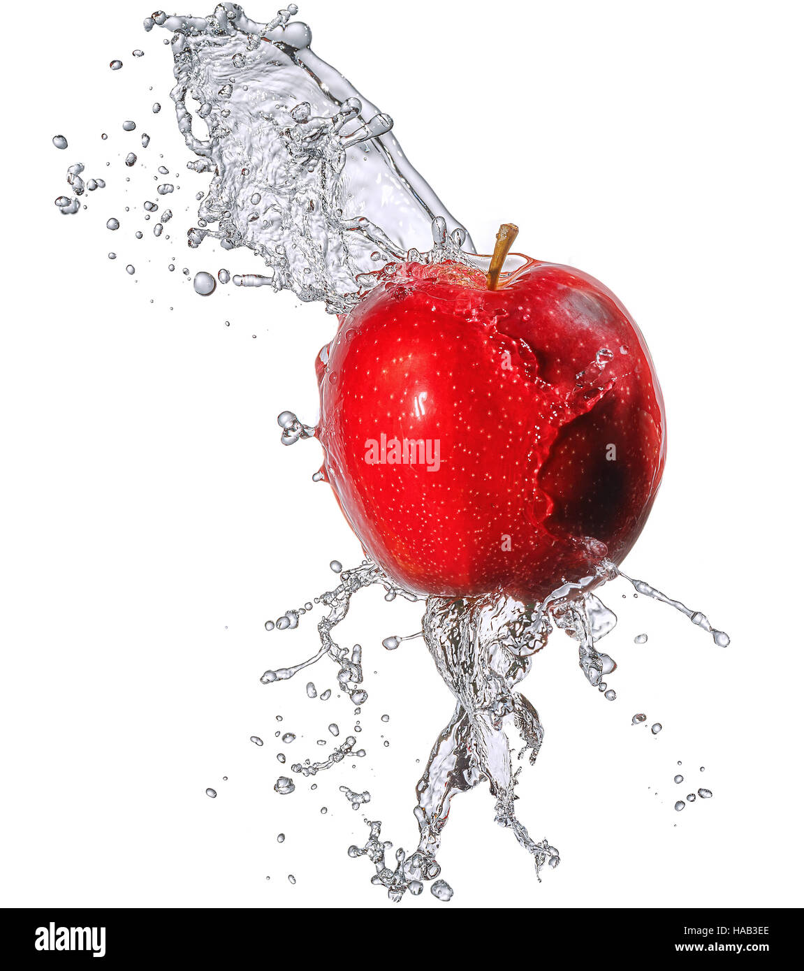 Water splash with apple isolated Stock Photo - Alamy