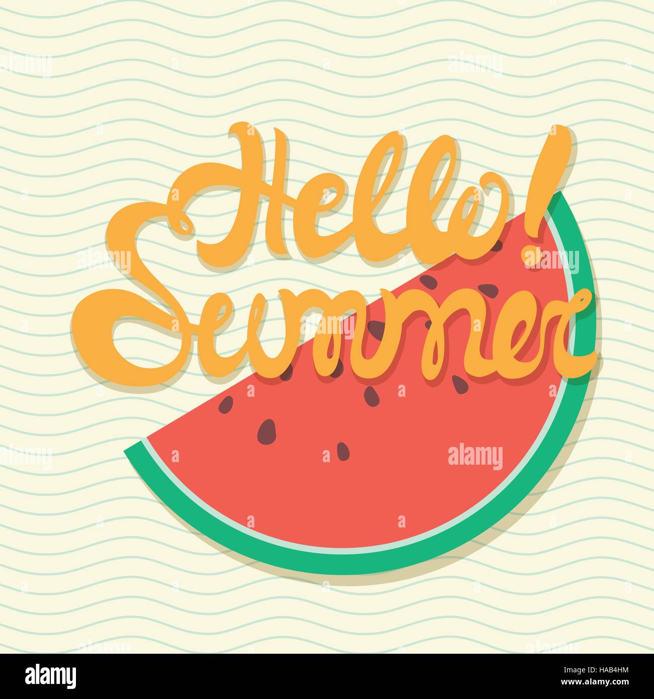 Hello summer poster, lettering with conceptual background Stock Vector ...