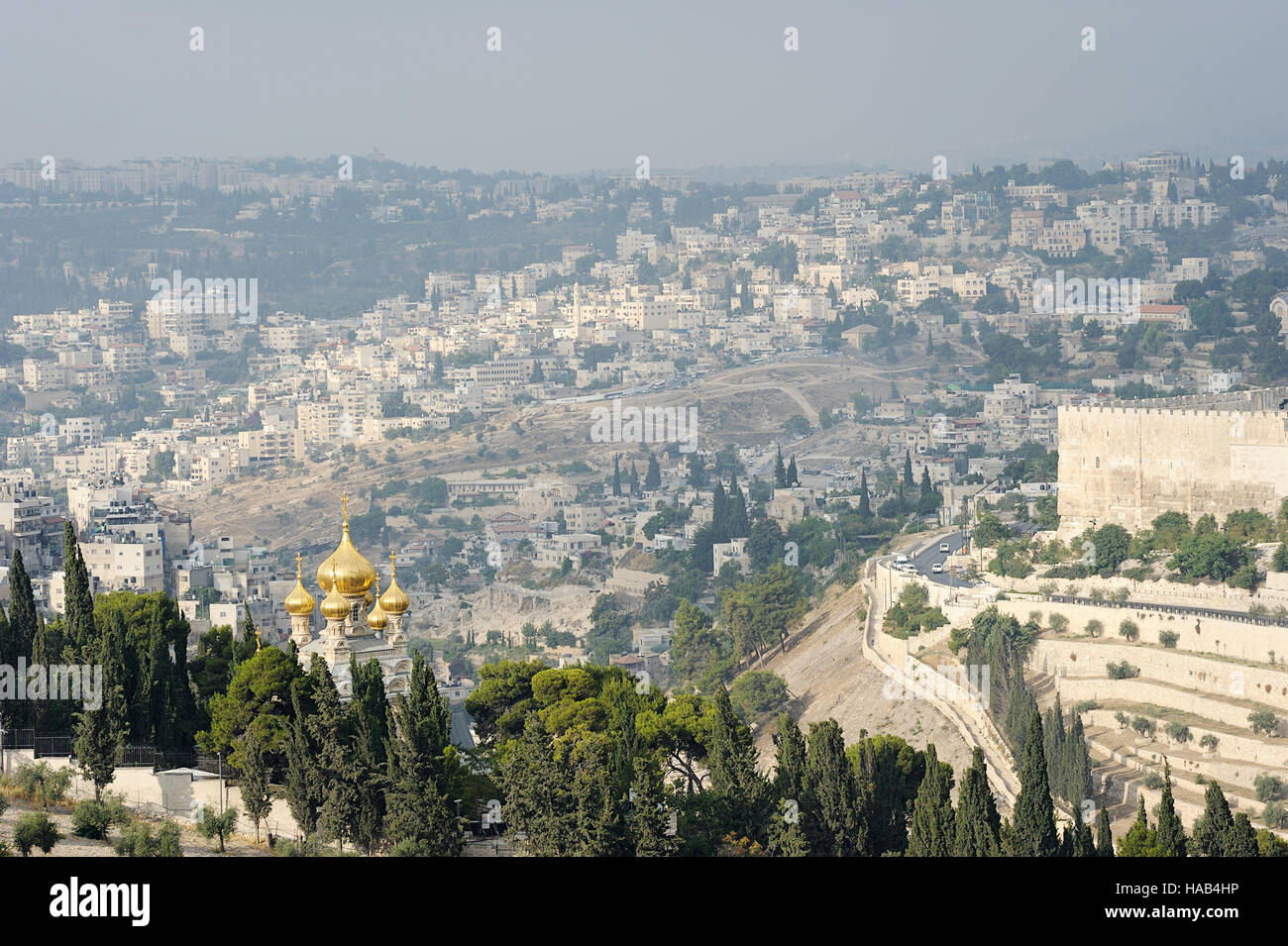 Jerusalem, view of the old city from the Mount of Olives Stock Photo ...