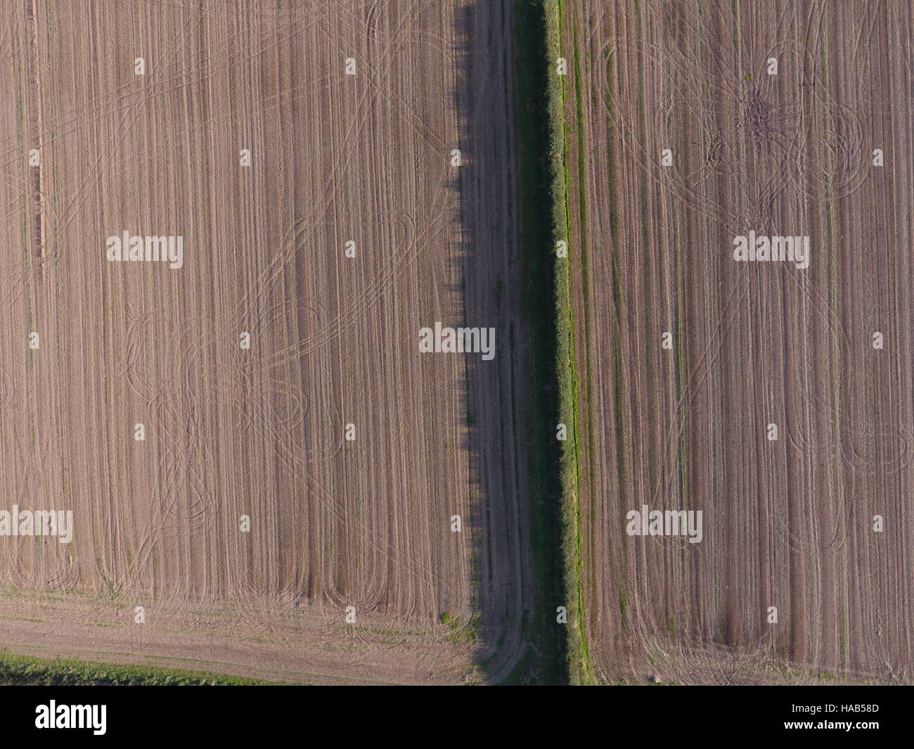 Aerial image of arable farmland Cheshire Stock Photo