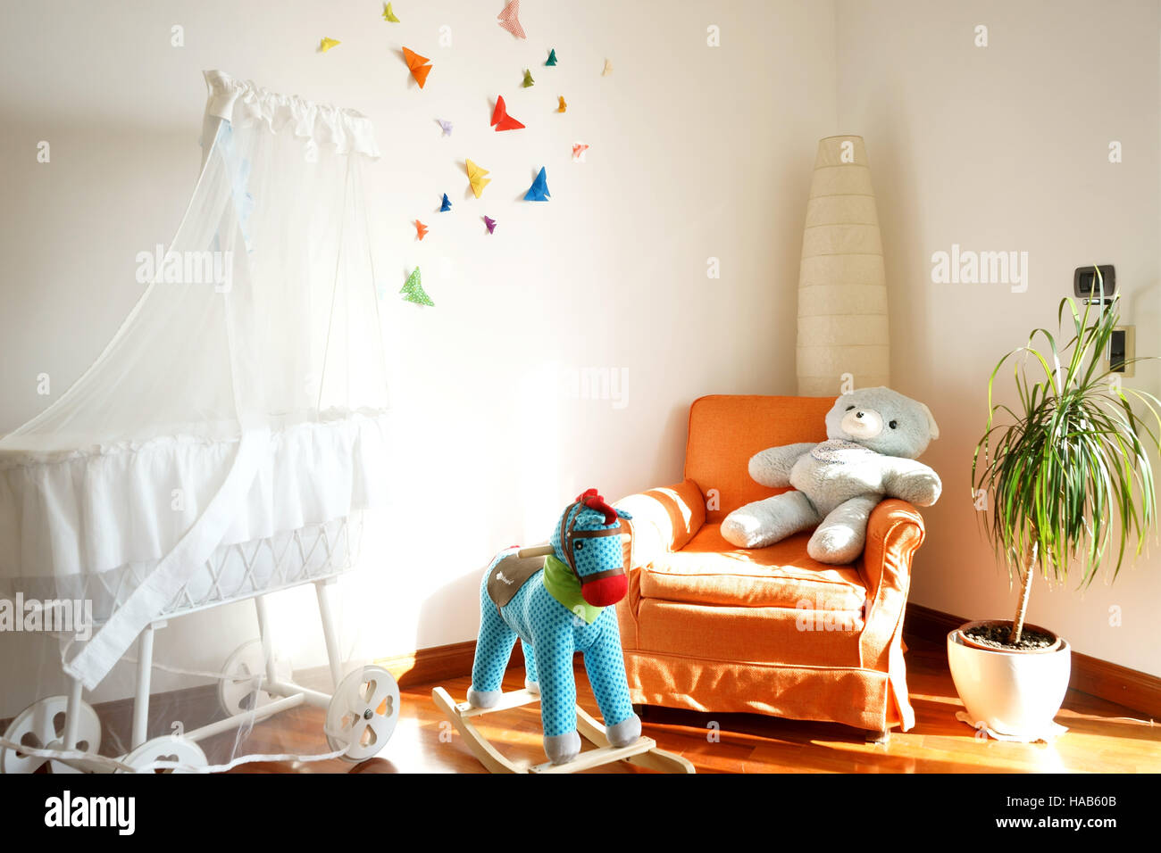 Nursery room decor with butterfly origami Stock Photo - Alamy