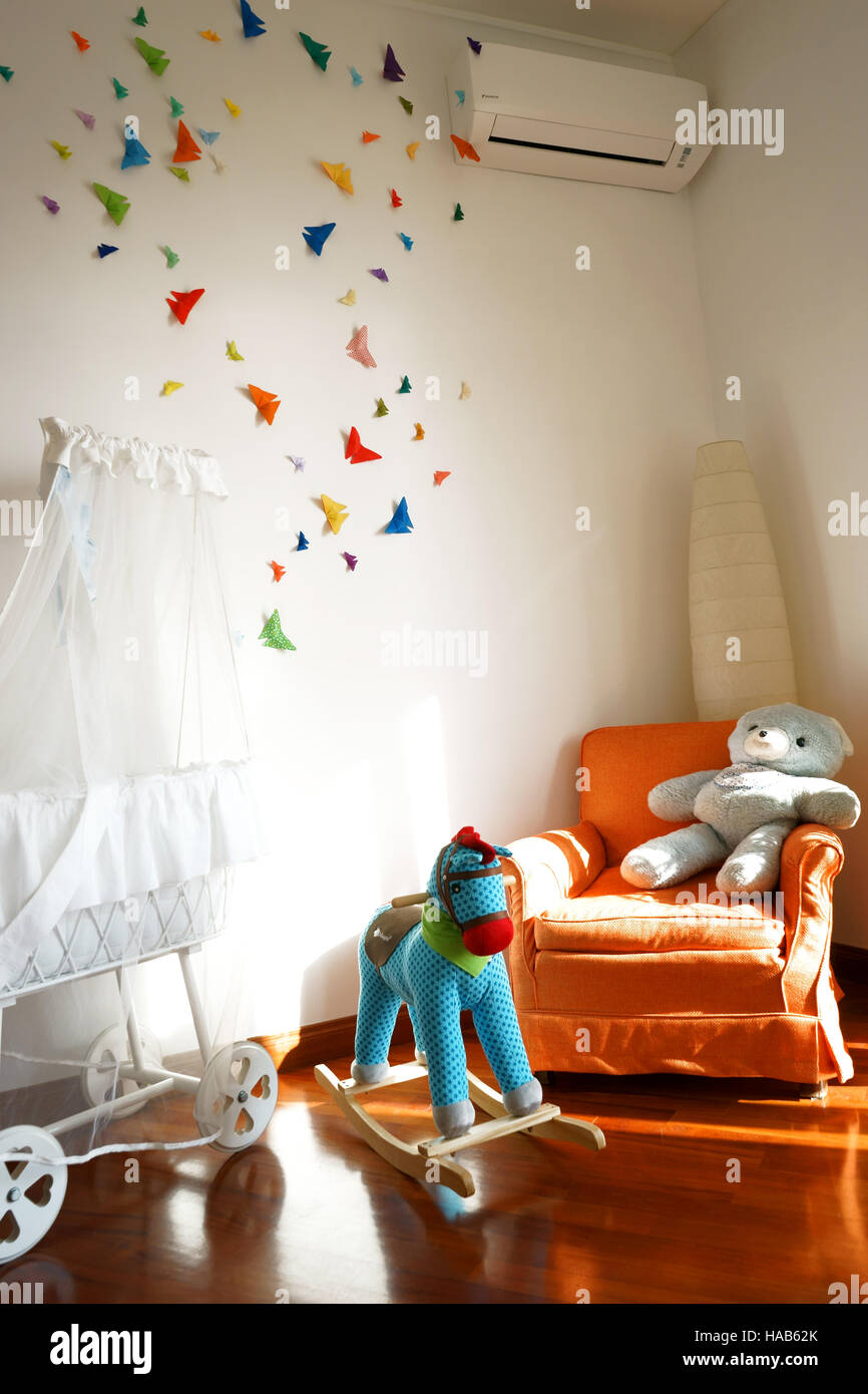 Nursery room decor with butterfly origami Stock Photo - Alamy