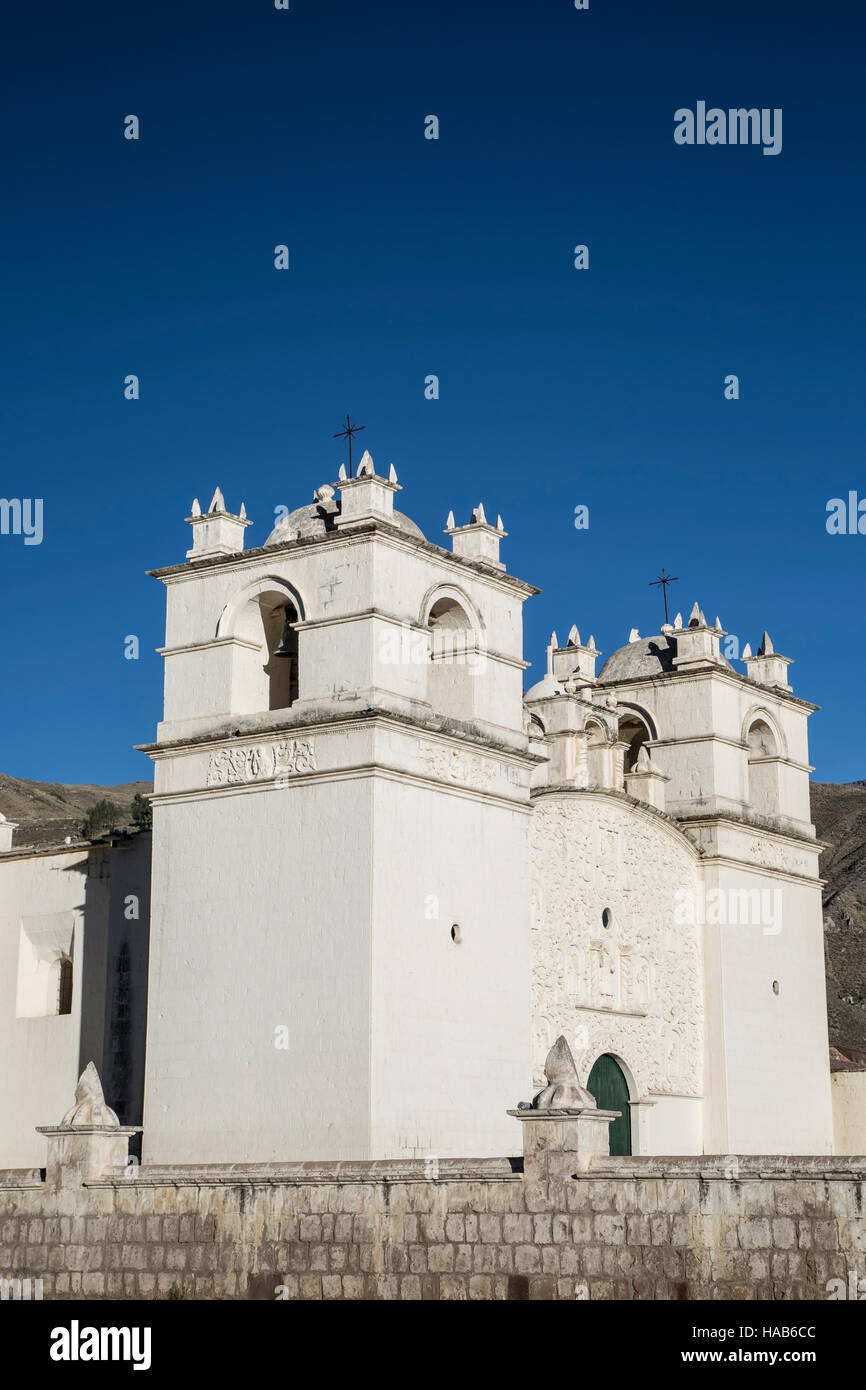 Immaculate Conception Church, Yanque, Colca Canyon, Arequipa, Peru Stock Photo