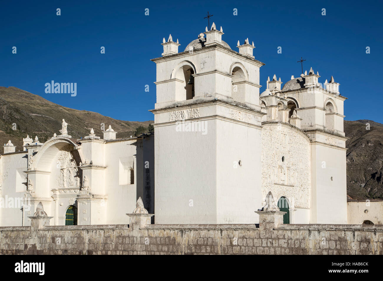 Immaculate Conception Church, Yanque, Colca Canyon, Arequipa, Peru Stock Photo