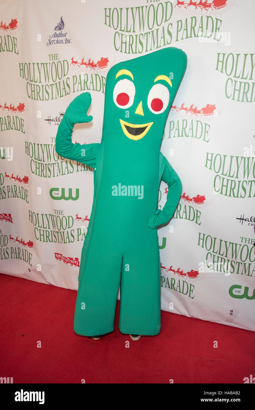 Hollywood, USA. 27th Nov, 2016. Gumby arrives at 85th Annual Hollywood Christmas Parade November 27th, 2016 in Holllywood, California. © The Photo Access/Alamy Live News Stock Photo