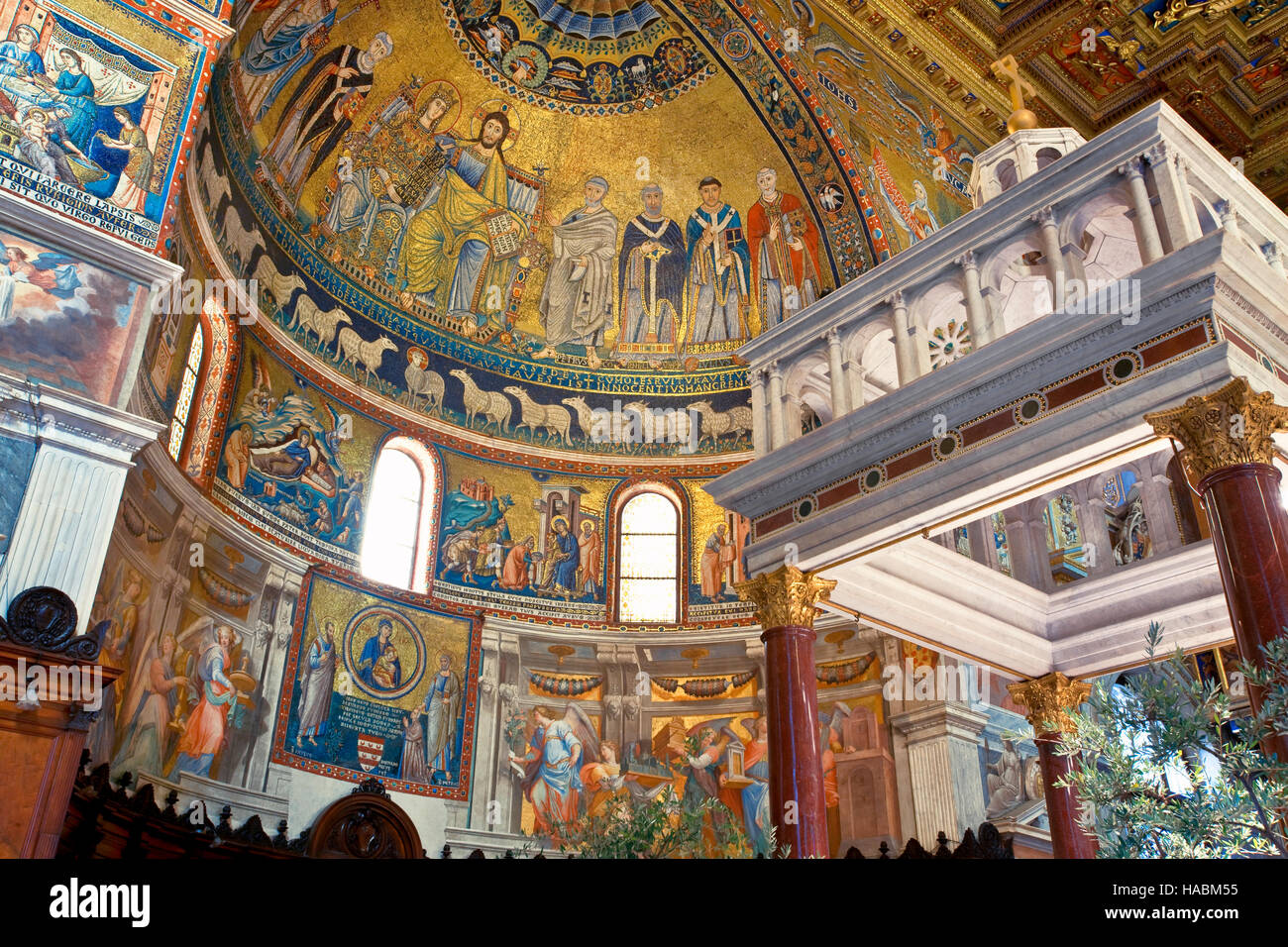 Mosaics in Santa Maria in Trastevere church, Rome Stock Photo