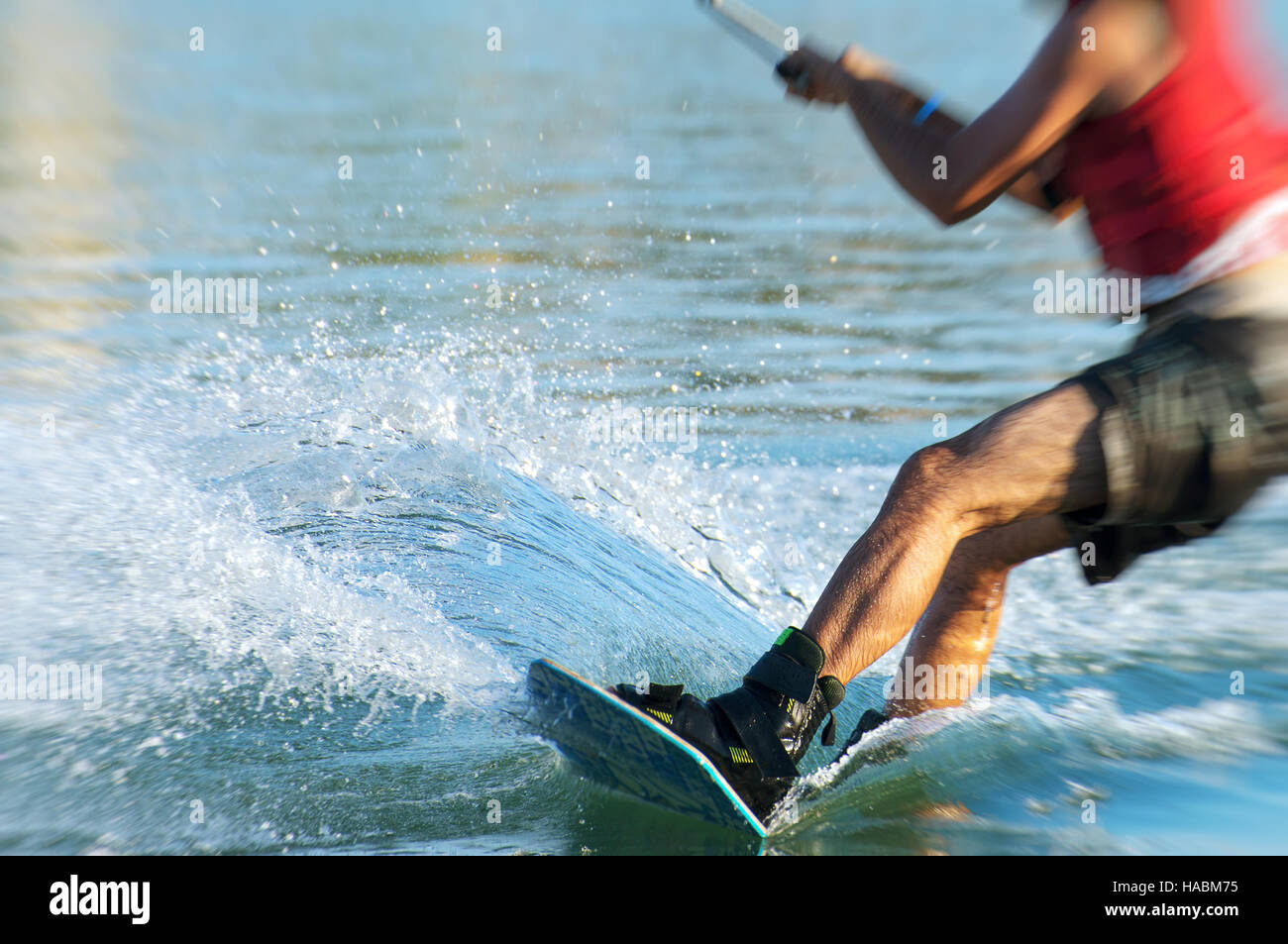 Man on wakeskate doing tricks. Cable Wakeboard Stock Photo Alamy