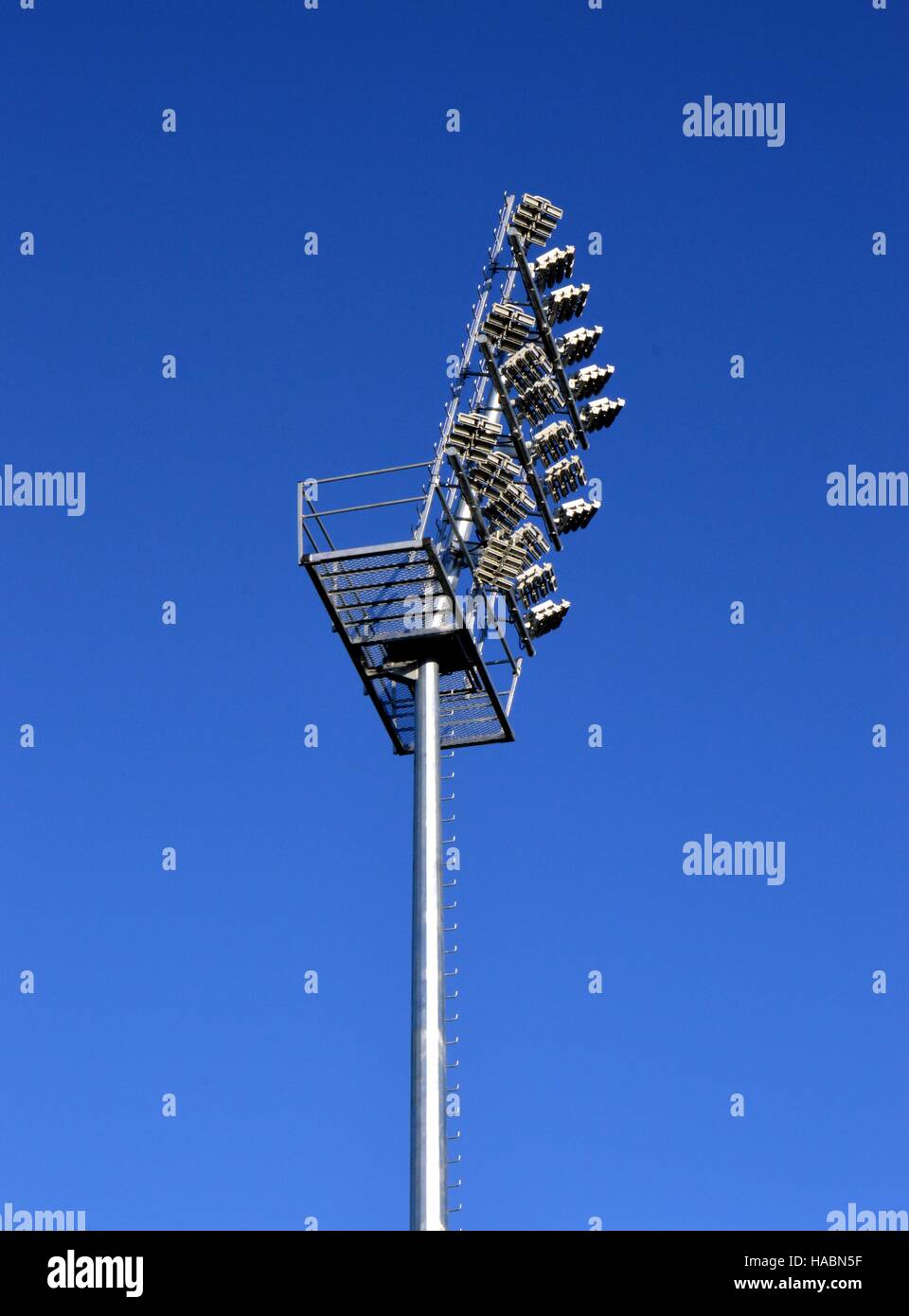 Lighting pylon of a football field with LED spotlights Stock Photo - Alamy