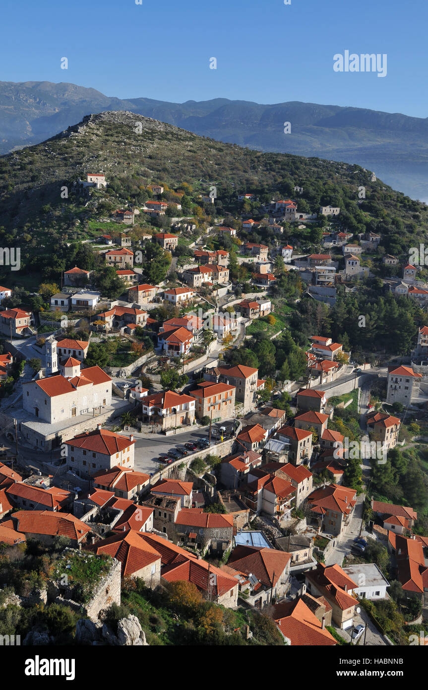 View of Karytaina village from the castle in Arcadia, Peloponnese, Greece  Stock Photo - Alamy