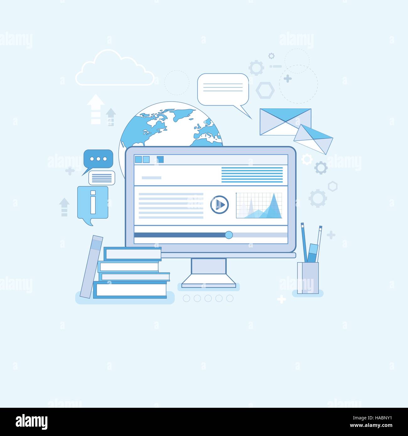 Education Online Learning Web Banner Thin Line Stock Vector Image & Art ...