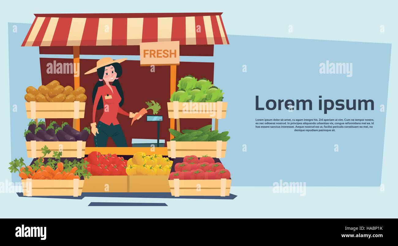 Farm Market Organic Eco Fruits Vegetables Grocery Stock Vector Image ...