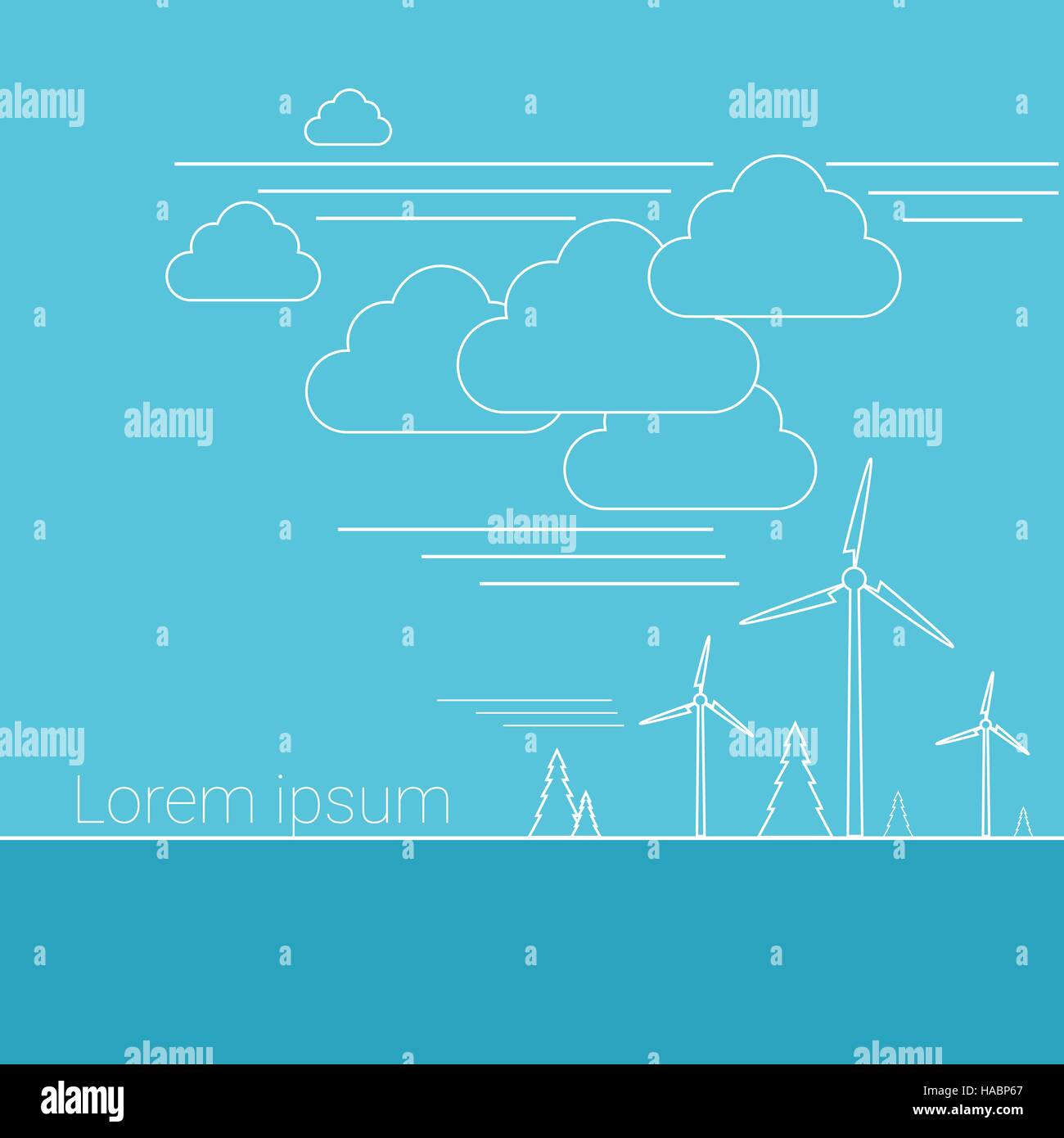Wind Turbine Alternative Energy Resource Banner Thin Line Stock Vector ...