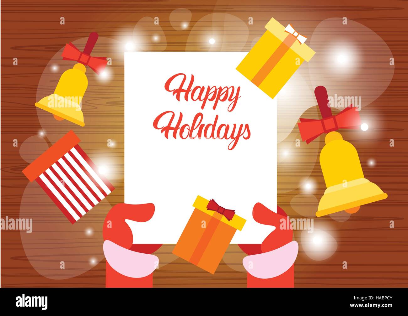 Santa Claus Hands Paper Sheet Merry Christmas Happy New Year Wish List ...
