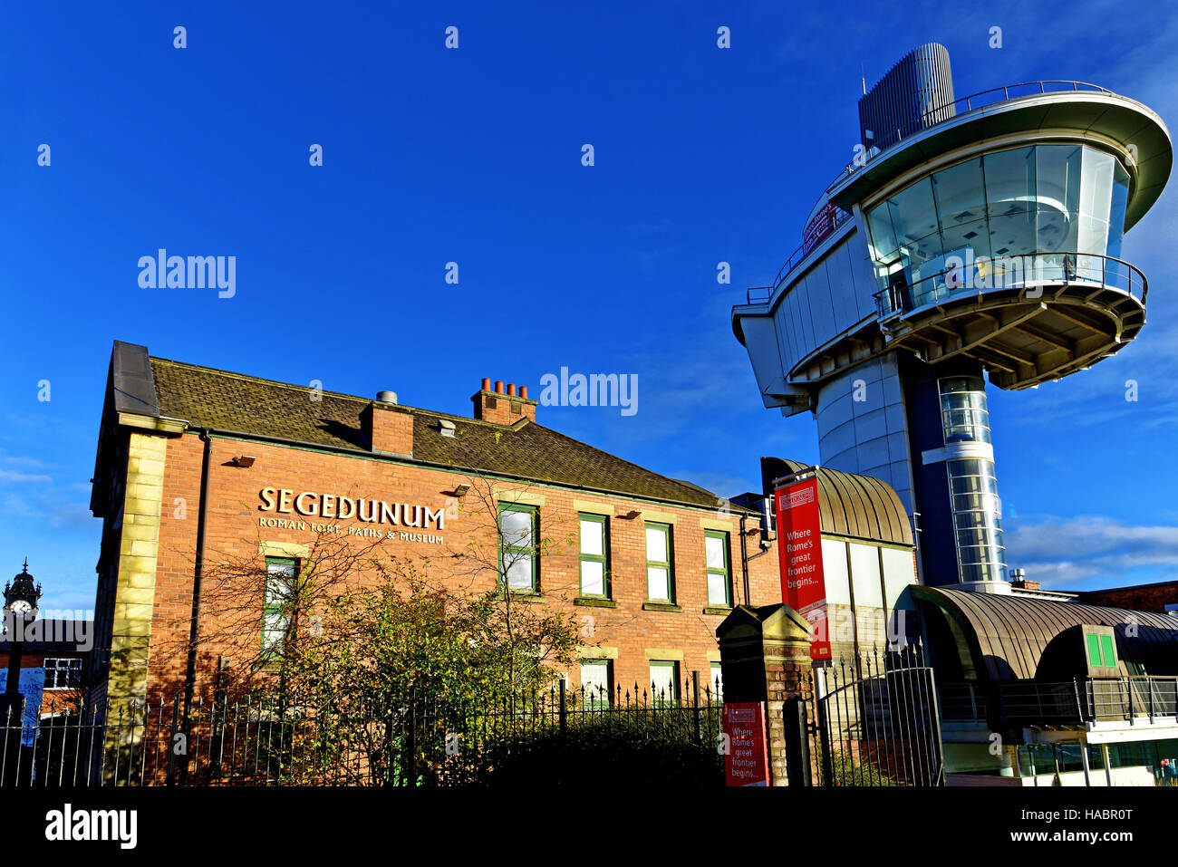 Wallsend Segedunum watchtower and classroom Tyne and Wear Stock Photo