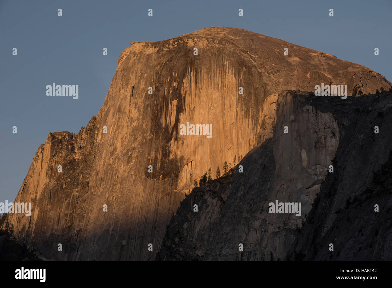 Half dome at sunset in Yosemite National Park Stock Photo