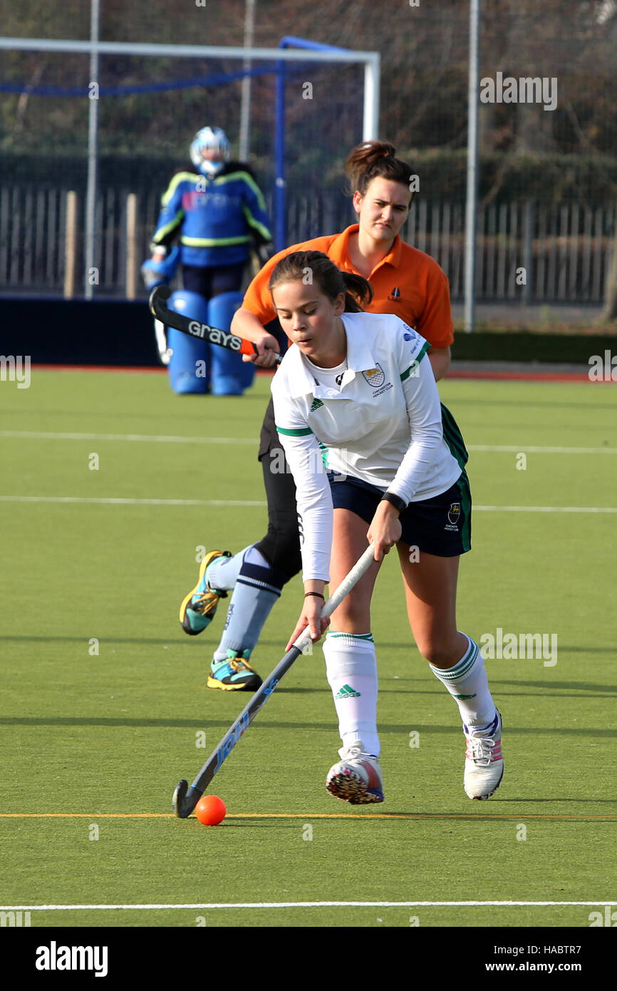 Chichester women hockey team vs South Saxons in the Sussex Ladies League against at Kingsham hockey pitch, Chichester. Stock Photo