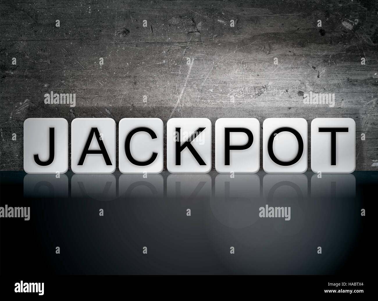 The word "Jackpot" written in white tiles against a dark vintage grunge