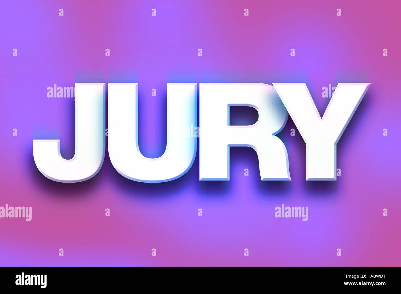 The word "Jury" written in white 3D letters on a colorful background