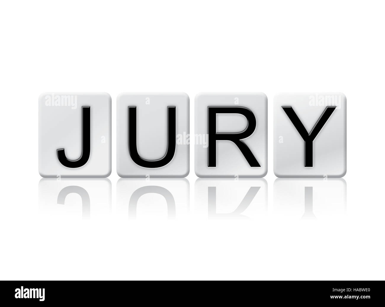 The word "Jury" written in tile letters isolated on a white background