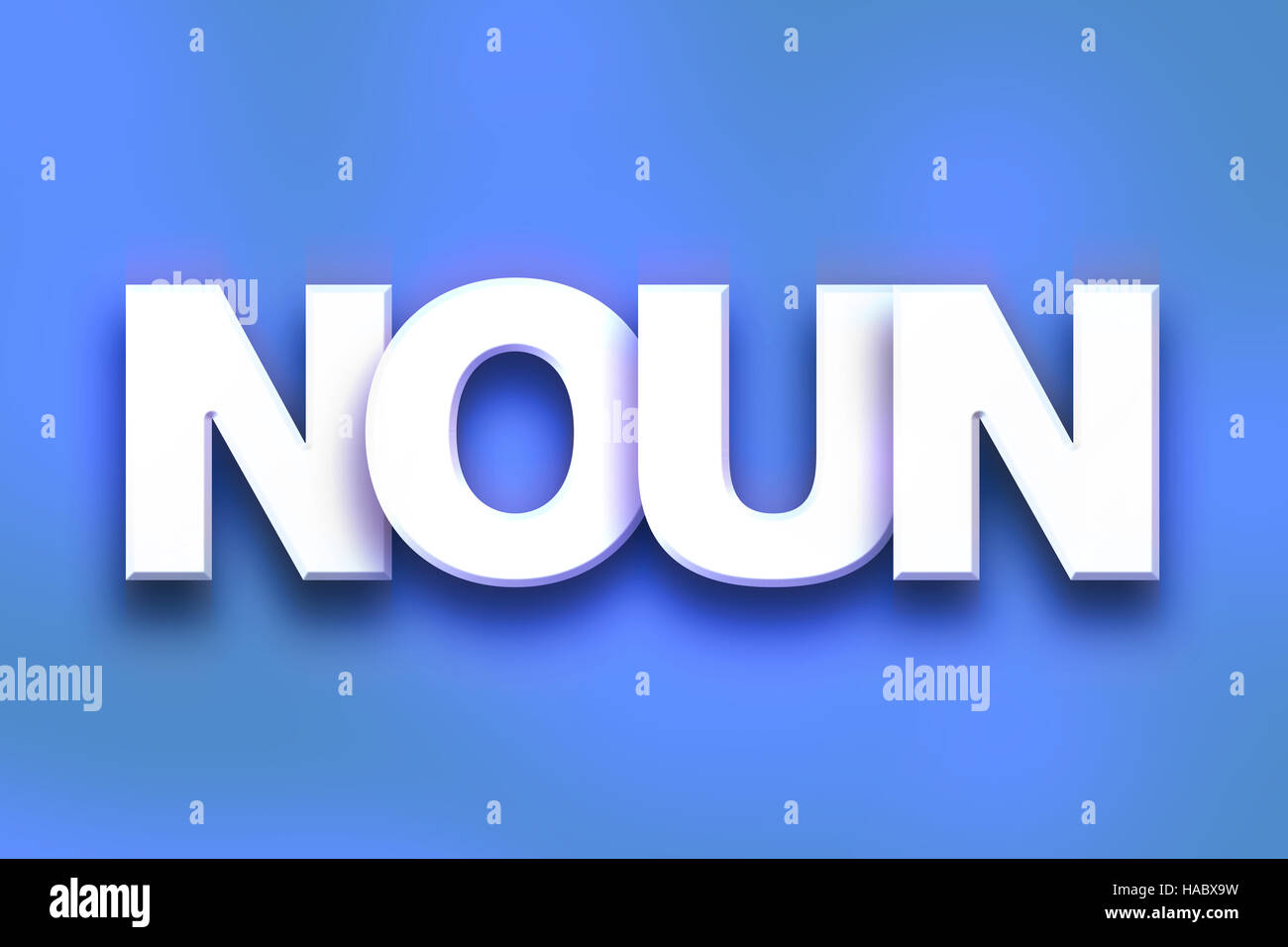 The word &quot;Noun&quot; written in white 3D letters on a colorful background  concept and theme Stock Photo - Alamy