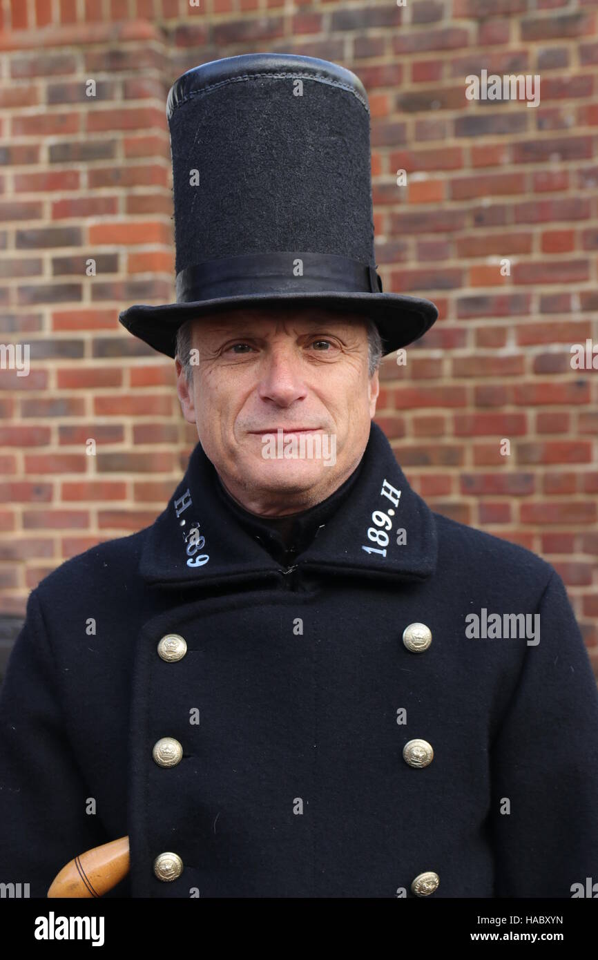 An unknown actor playing the part of a victorian policeman at the ...
